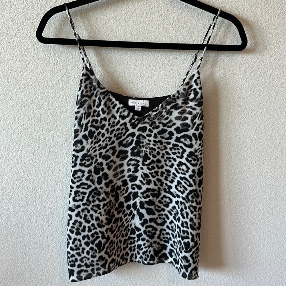 Socialite Spaghetti Strap Leopard Print Tank